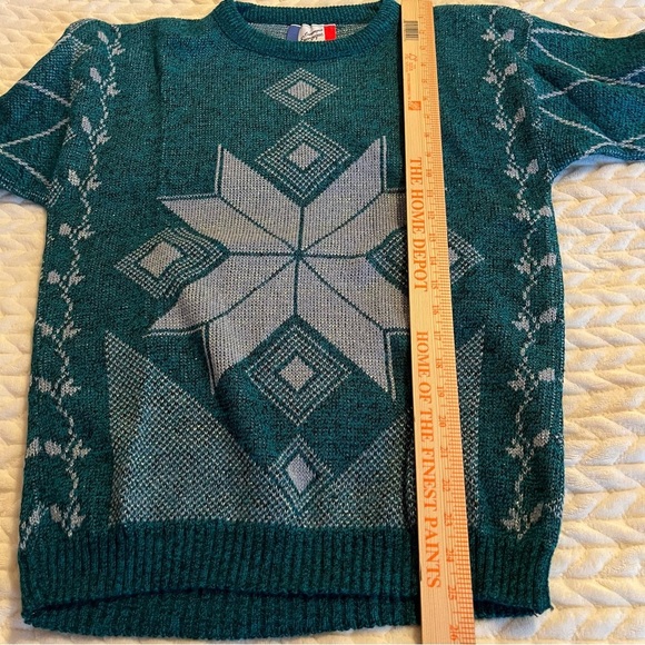 Compagnie Energique Vintage 80’ Teal Sweater size medium granny - Picture 8 of 10